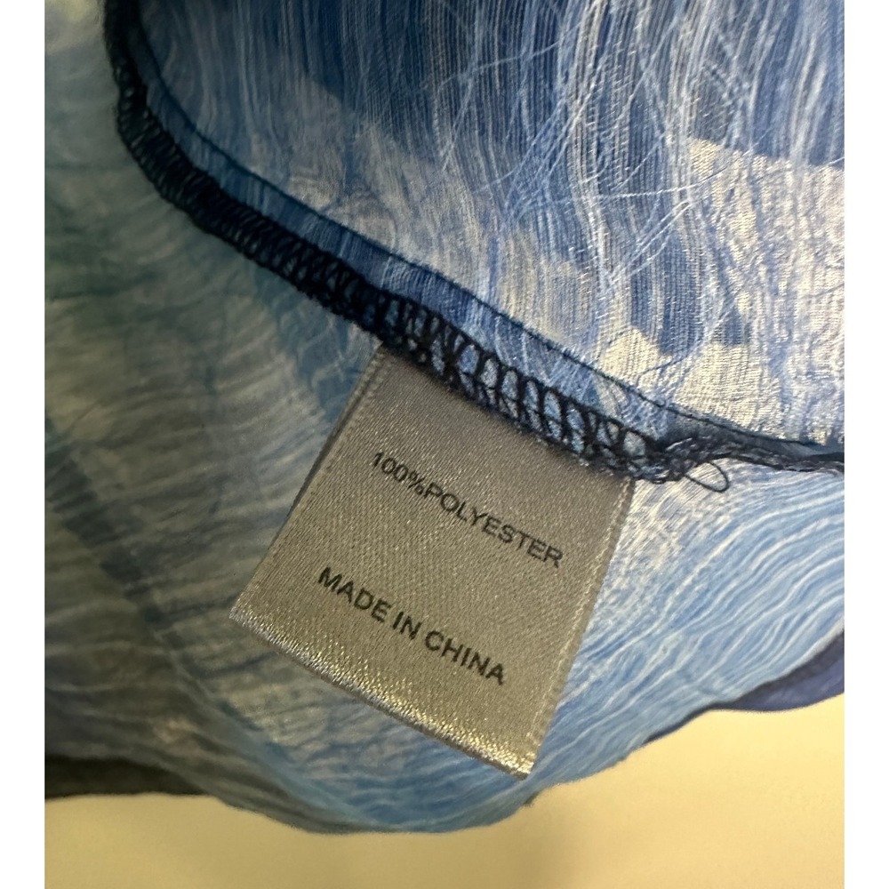Damee Abstract Art to Wear Sheer Textured Button Up Jacket Topper Blue Medium - Picture 9 of 12